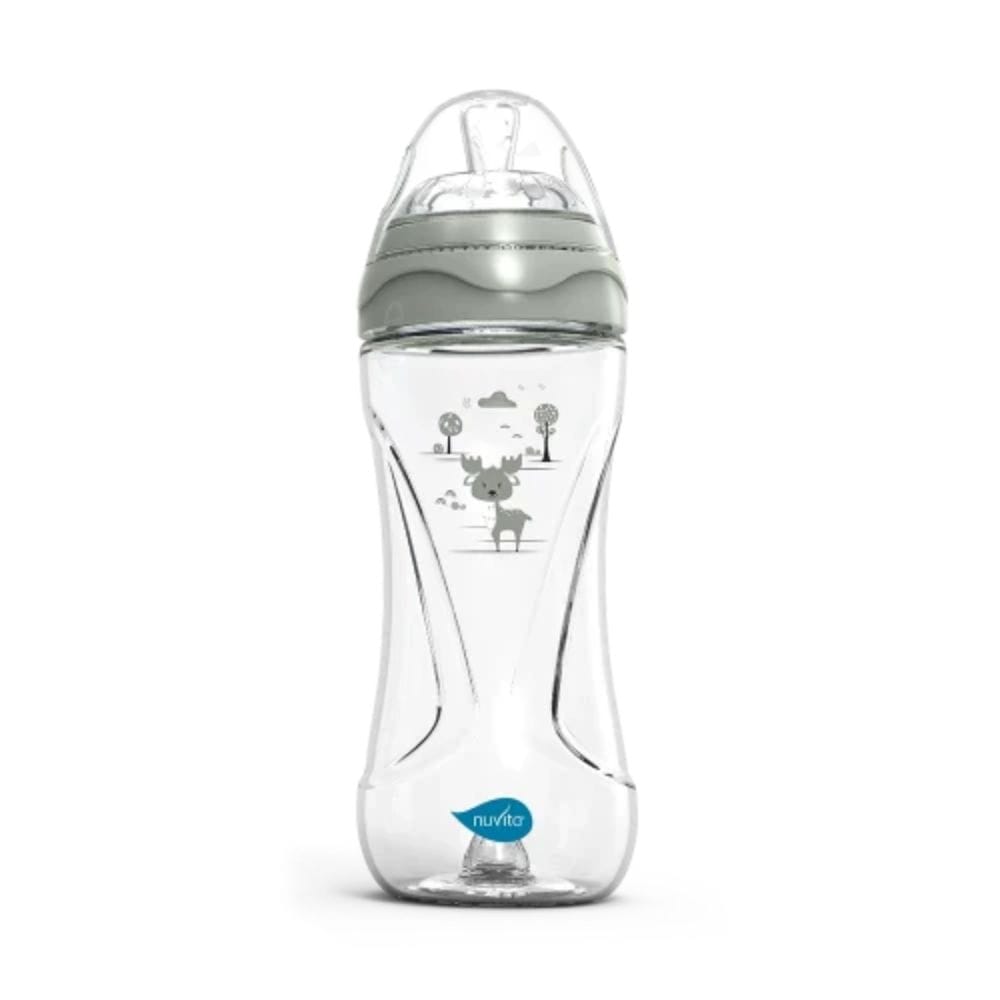 Nuvita Mamadera Mamadera anticólicos 330ml Flujo rápido  Materno Feel Sage green - Nuvita NU-ALMB0069