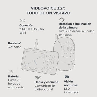 Nuvita Monitor / Cámara para bebé Baby Monitor Videovoice 3.2 3035 - Nuvita NU-SCBM0029