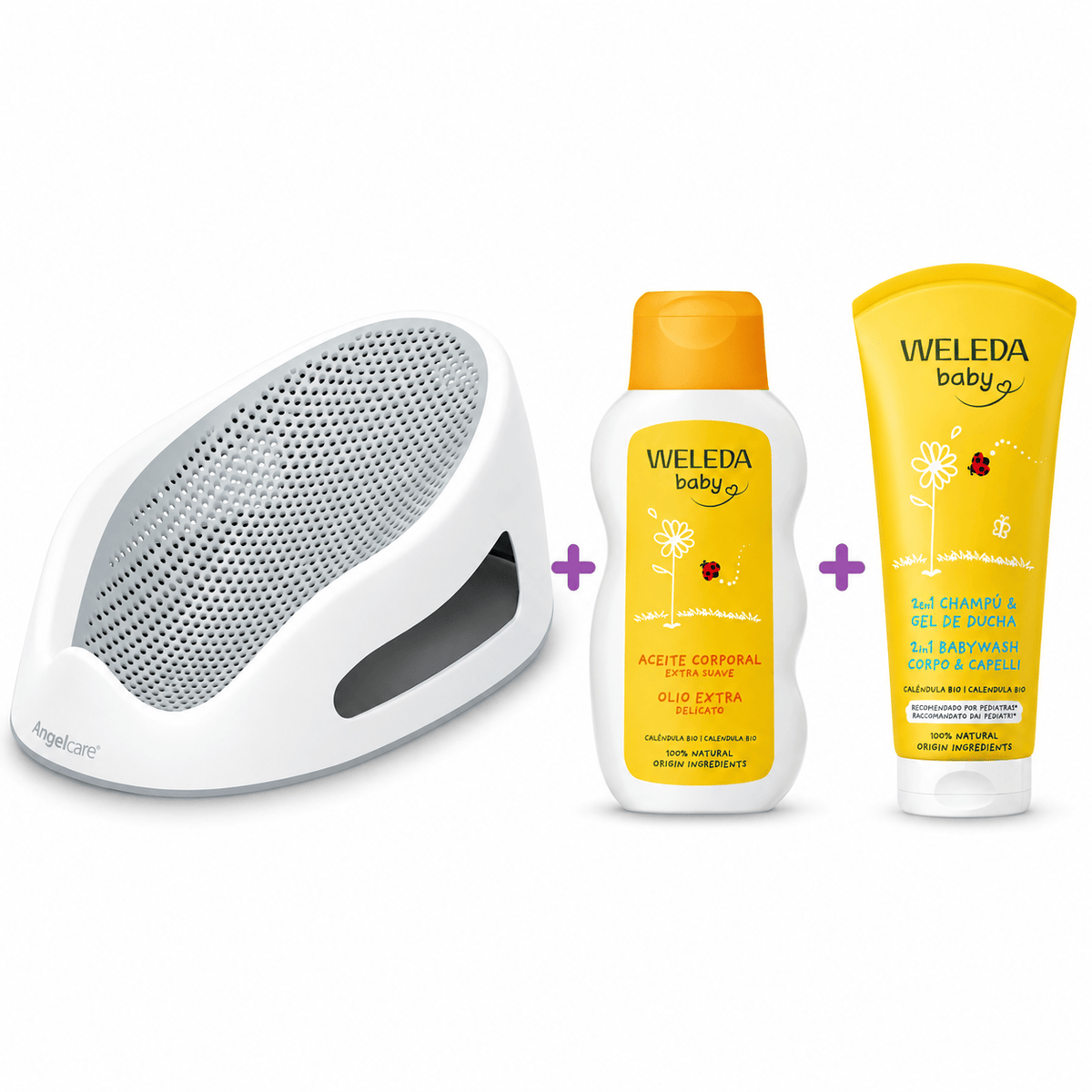 Pichintun Artículos para el baño Pack Hora del Baño Bebé | Angelcare GREY + Weleda I000548-007527SI-005358SI