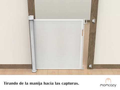Puerta retráctil de seguridad para bebés blanco - Momcozy