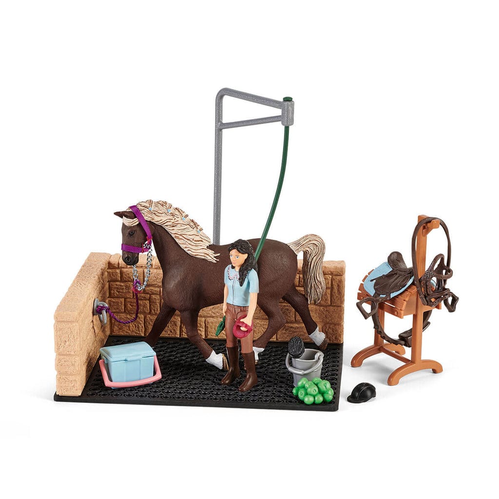 Schleich Animales y Dinosaurios Lavadero de caballos con Emily & Luna coleccionable Horse club - Schleich SCH42438