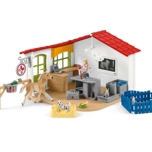 Schleich Animales y Dinosaurios Set consulta de veterinario con mascotas coleccionables - Schleich SCH42502