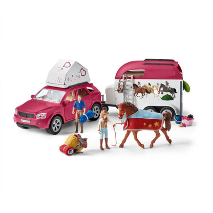 Schleich Animales y Dinosaurios Set de aventuras en auto y remolque con caballo - Schleich SCH42535