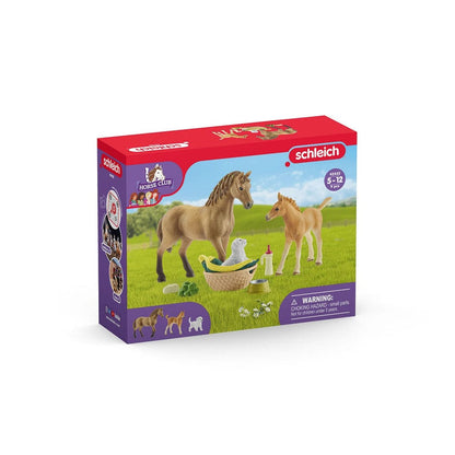 Schleich Animales y Dinosaurios Set de cuidado de crías de Sarah coleccionable Horse Club - Schleich SCH42432
