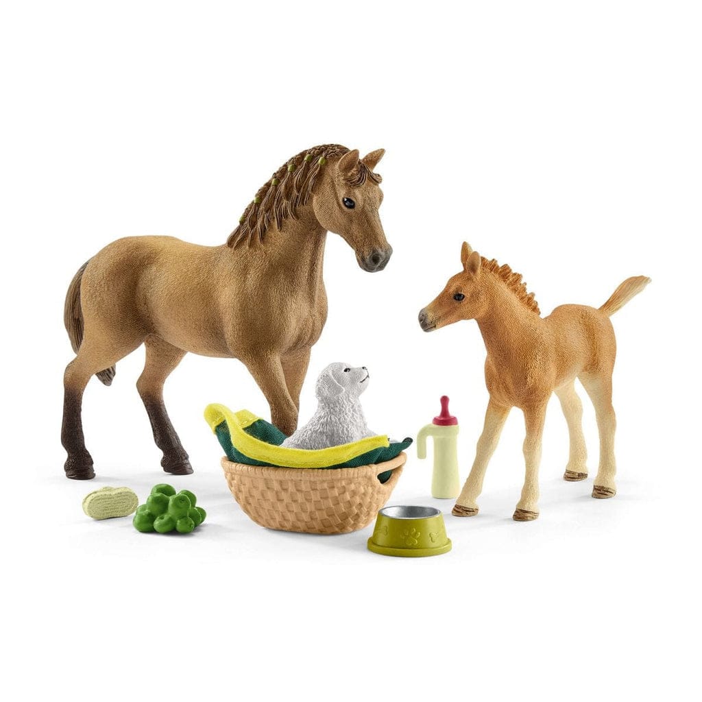 Schleich Animales y Dinosaurios Set de cuidado de crías de Sarah coleccionable Horse Club - Schleich SCH42432