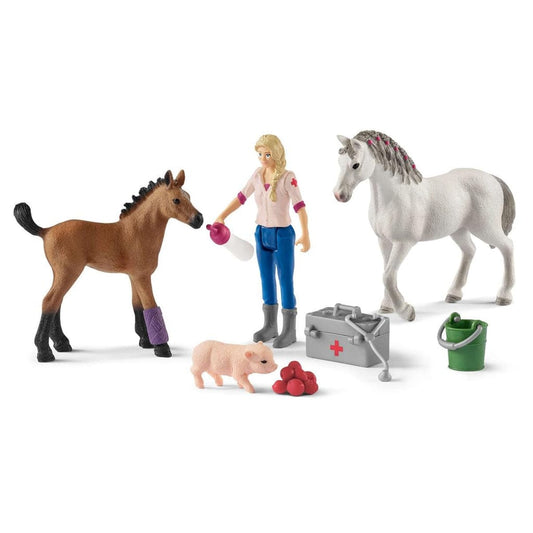 Schleich Animales y Dinosaurios Visita médica para yegua y potro coleccionable - Schleich SCH42486