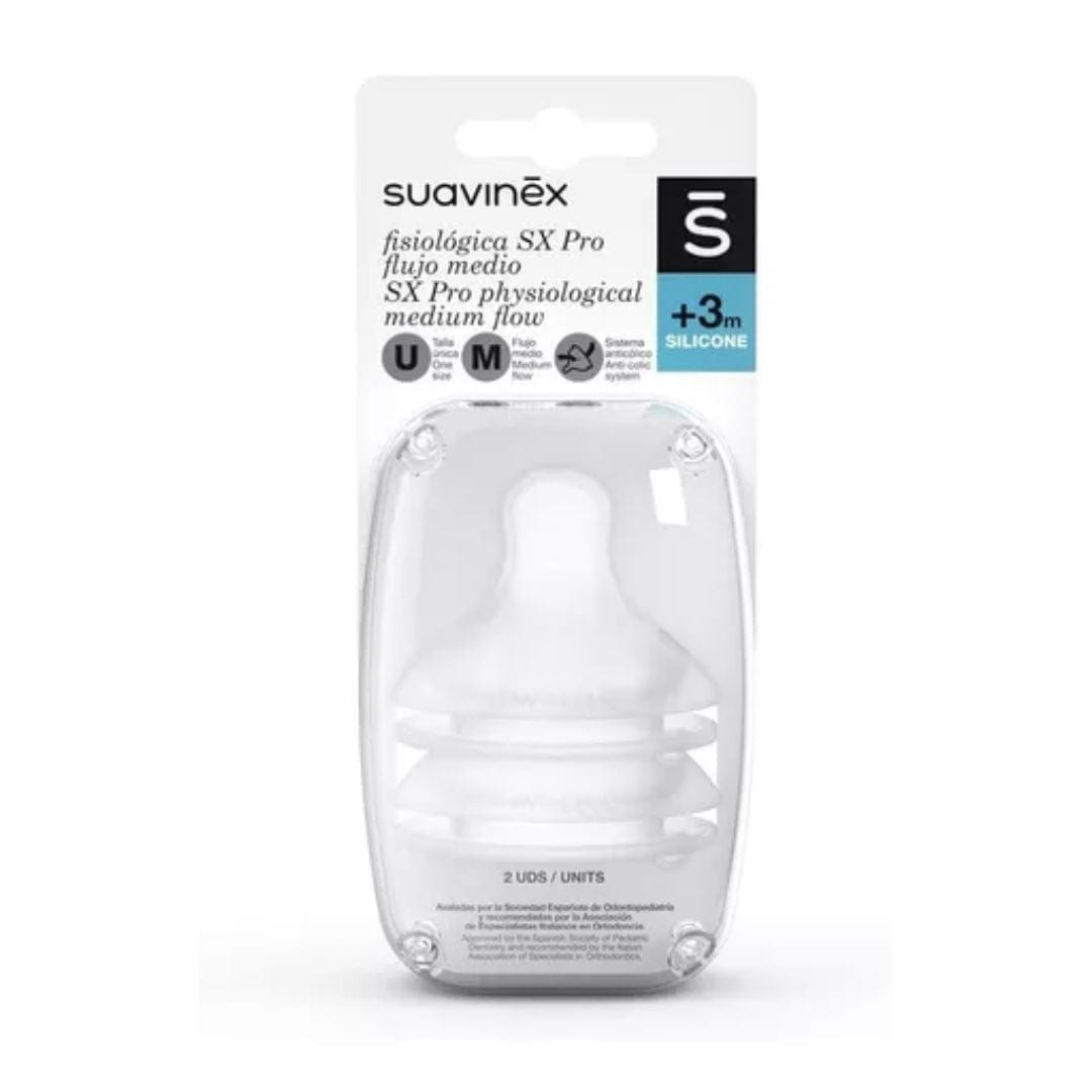 Suavinex Alimentación Repuesto de Tetina fisiológica flujo M 2 unidades 307043