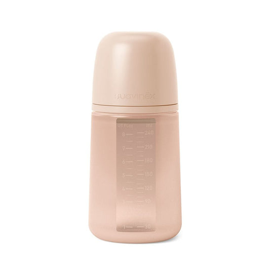 Suavinex Mamadera Mamadera de silicona Anticólico 240 ML Flujo medio Nude 308072