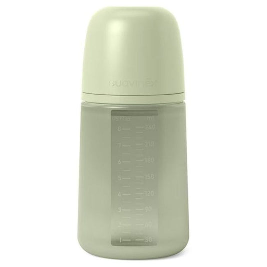 Suavinex Mamadera Mamadera de silicona  Anticólico 240 ML Flujo medio Verde 308070