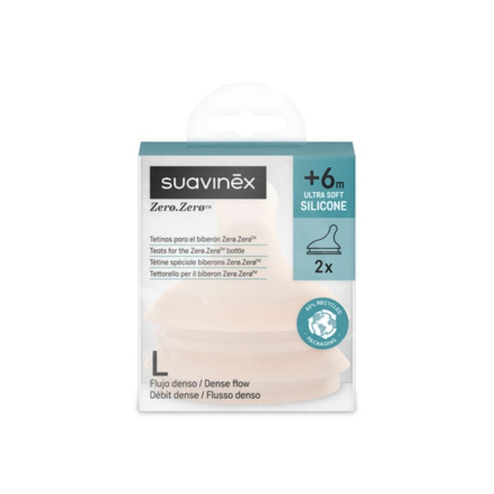 Suavinex Mamadera Pack 2 Tetina lactancia anticólico Silicona Talla L Flujo denso Fair - Suavinex 308680