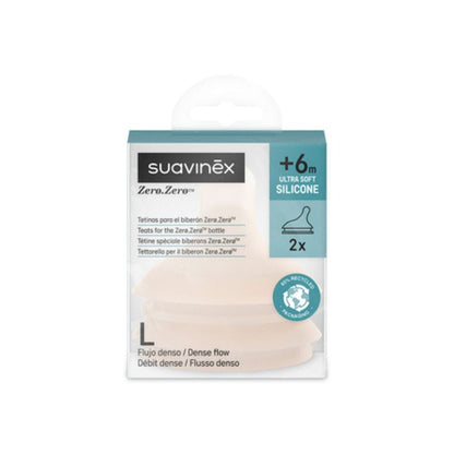Suavinex Mamadera Pack 2 Tetina lactancia anticólico Silicona Talla L Flujo denso Fair - Suavinex 308680