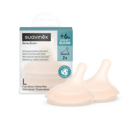 Suavinex Mamadera Pack 2 Tetina lactancia anticólico Silicona Talla L Flujo denso Fair - Suavinex 308680
