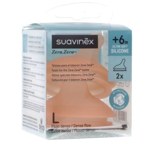 Suavinex Mamadera Pack 2 tetinas zero zero flujo adaptable +0 meses - Suavinex 3188418