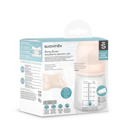Suavinex Mamadera Pack Zero Zero Mamadera Flujo Adaptable 180ml + Chupete Zero Zero -2/2 meses - Suavinex 307775