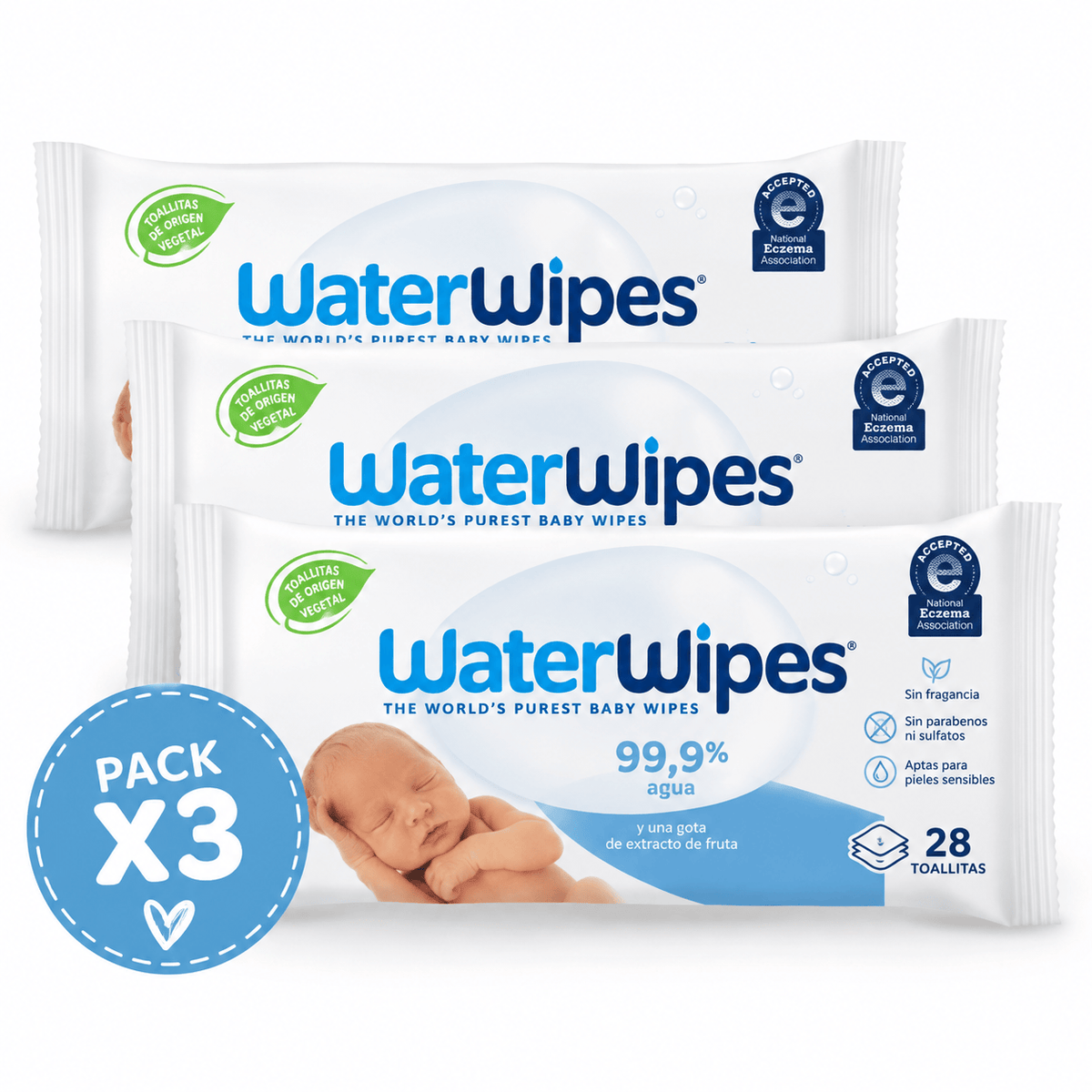 waterwipes Toallas Húmedas Pack 3 Toallitas Húmedas Bio 28 Unidades | WaterWipes WW106x3
