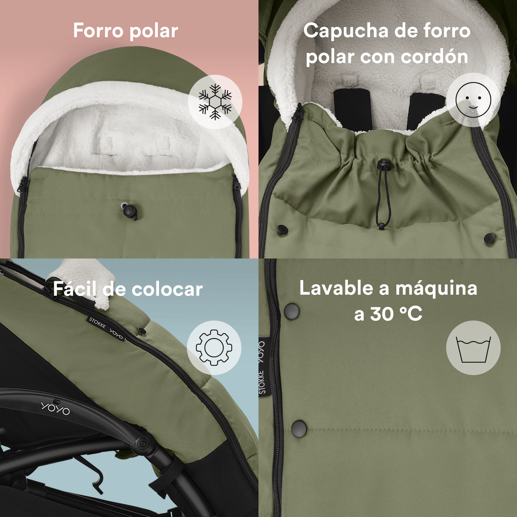 YOYO by Stokke Accesorios para coches Saco de Invierno para Coche Ultracompacto YOYO Olive Green - Yoyo by Stokke 596011
