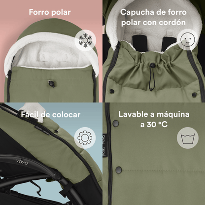 YOYO by Stokke Accesorios para coches Saco de Invierno para Coche Ultracompacto YOYO Olive Green - Yoyo by Stokke 596011