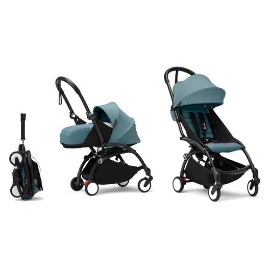 YOYO by Stokke Coche Coche YOYO3 0+ y 6+ Aqua - Chasis negro - Yoyo by Stokke PACKYOYO3AQUAO6N