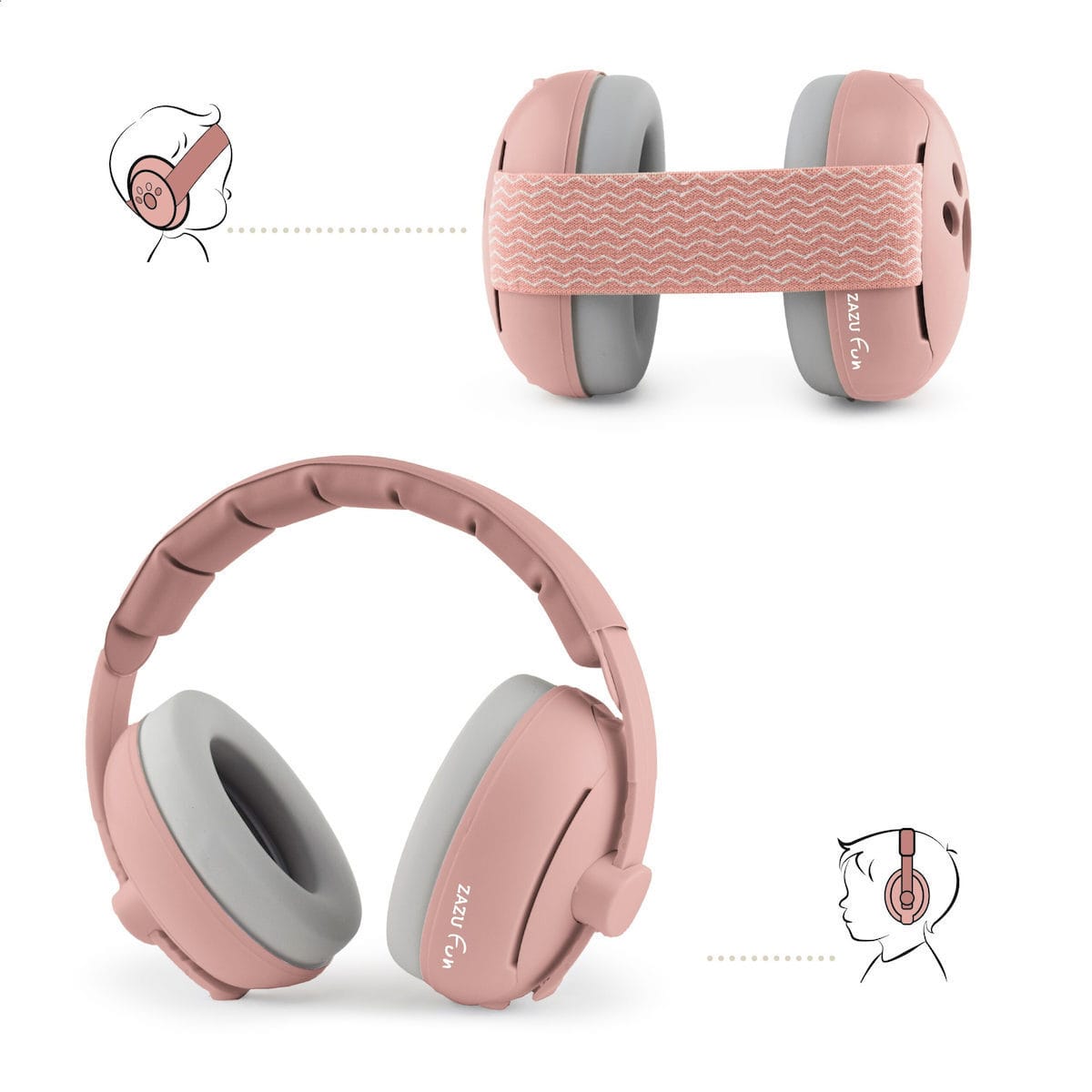 Zazu Accesorios Protectores auditivos Bebés y Niños 2 en 1  earmuffs Pink - Zazu ZA-EAR-03