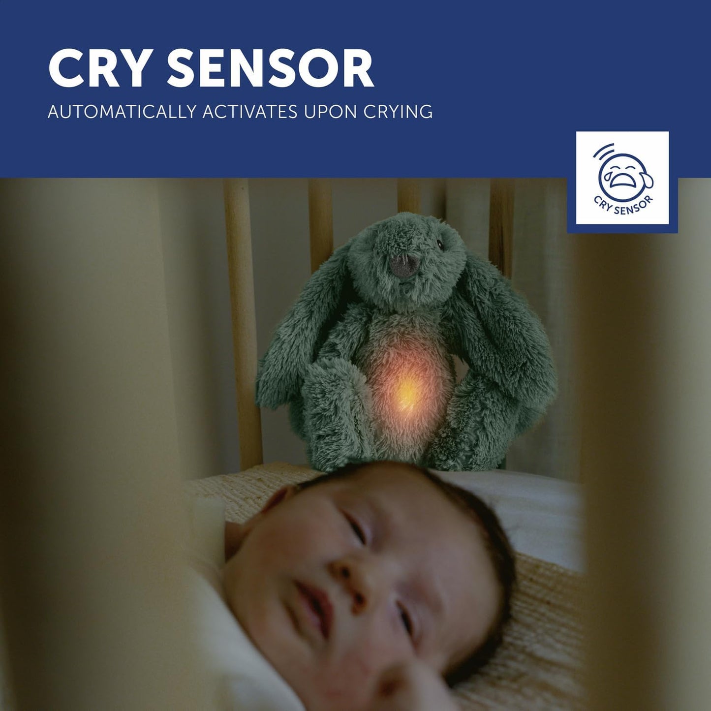 Zazu Peluches con ruido blanco Peluche Ro el conejo con luz y sonidos relajantes Verde - Zazu ZA-RO-02