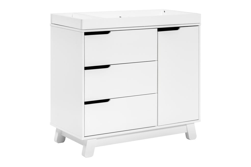 Babyletto mudadores Cómoda Mudador Hudson con 3 cajones y bandeja removible Babyletto Blanco M4223W
