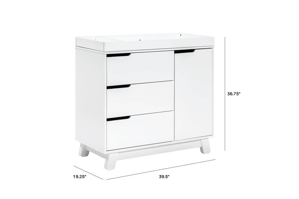 Babyletto mudadores Cómoda Mudador Hudson con 3 cajones y bandeja removible Babyletto Blanco M4223W