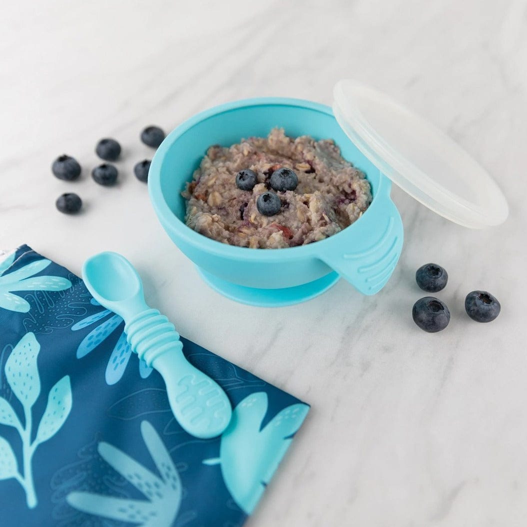 BUMKINS Alimentación Mi primer plato con cuchara celeste BK_FF.BLU
