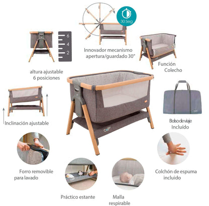 Cozee cunas Cuna Colecho Cozee Gris Plata cuna-colecho-blanca