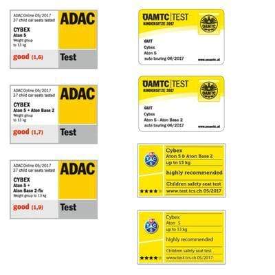 Cybex Seguridad Silla para Auto Nido Aton 5 Deep Black + Base para Auto CBX520000225