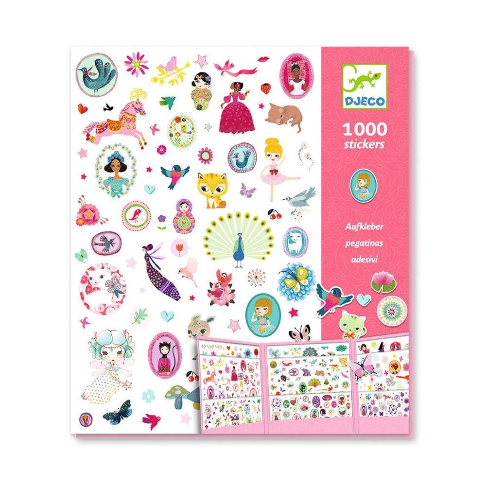 Design By Djeco Arte y Manualidades +3 Set 1000 Stickers Niñas DJ08951