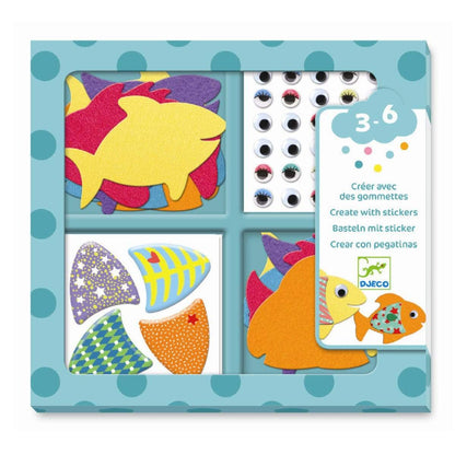 Design By Djeco Arte y Manualidades +3 Stickers I Love Fishes DJ09052
