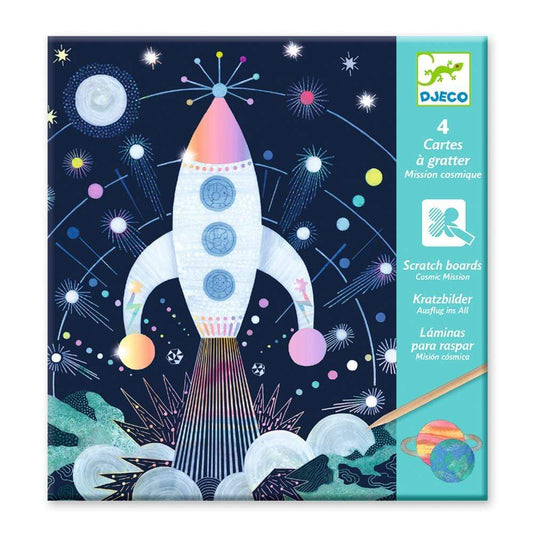 Design By Djeco Arte y Manualidades +5 Láminas para Raspar Misión Cósmica DJ09727