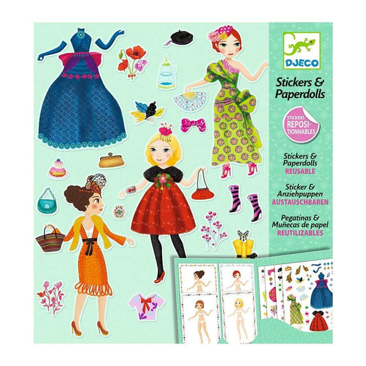 Design By Djeco Arte y Manualidades +5 Stickers y Muñecas de Papel Masive Fashion DJ09691
