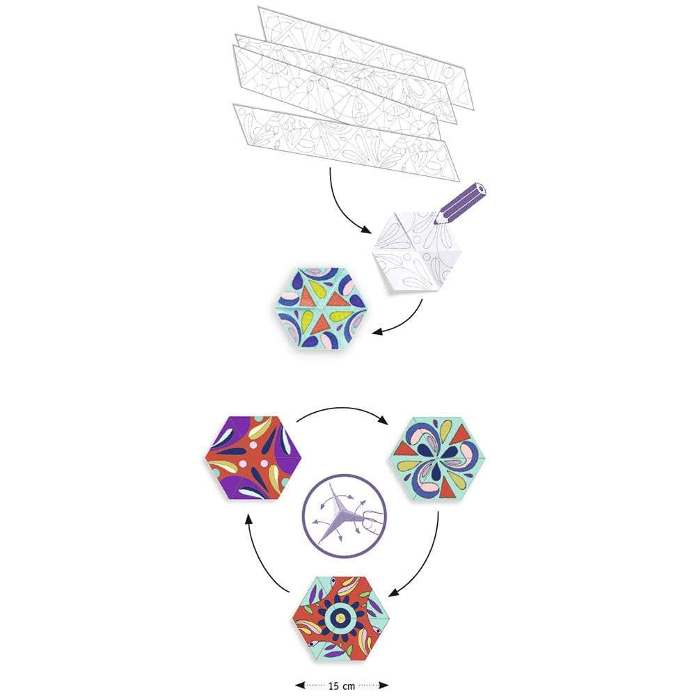 Design By Djeco Arte y Manualidades +6 Set para Colorear- Rosette Mandalas DJ09656