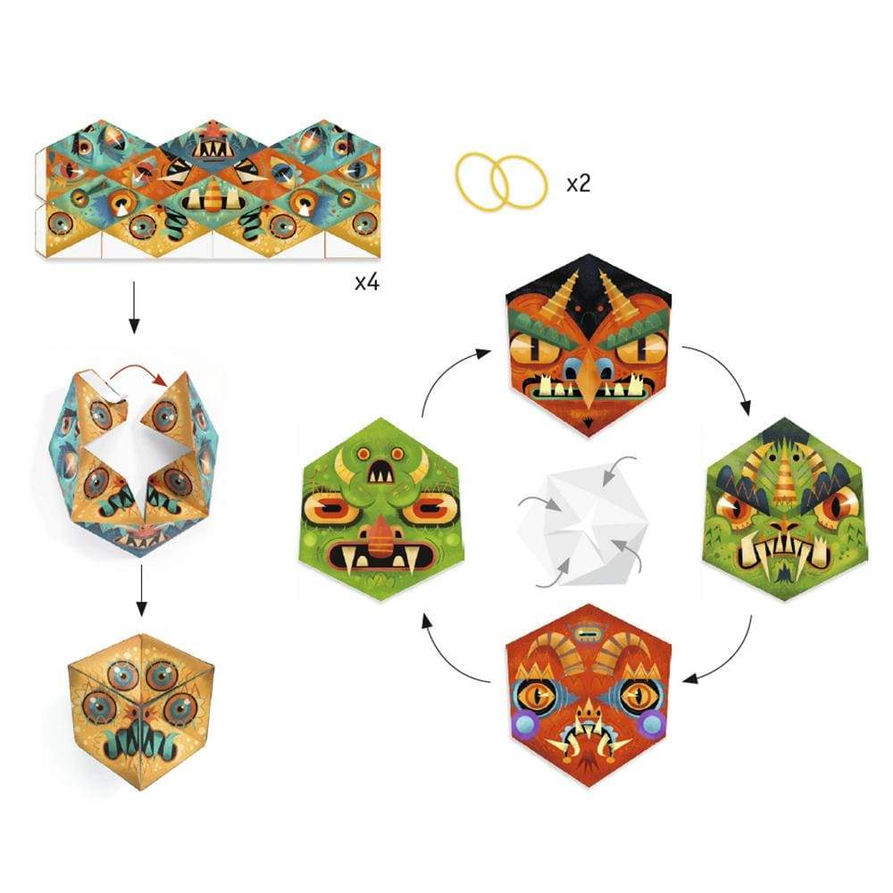 Design By Djeco Arte y Manualidades +7 Crea con Papeles - Origami de Monstruos DJ09660