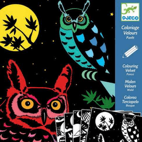 Design By Djeco Arte y Manualidades Tarjetas Bosque de terciopelo para colorear DJ09623
