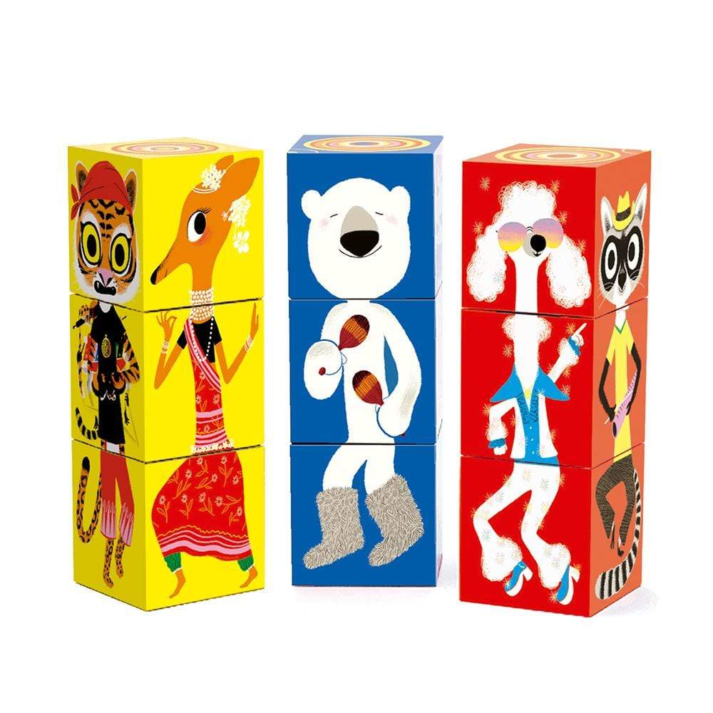 DJECO Bloques y Construcción +3 Cubos de animales 9 piezas DJ08228