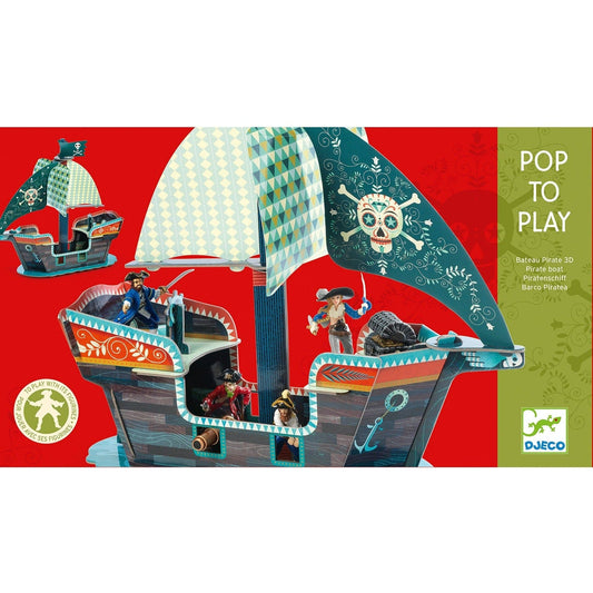 DJECO Bloques y Construcción Juego en 3D Barco Pirata DJ07709