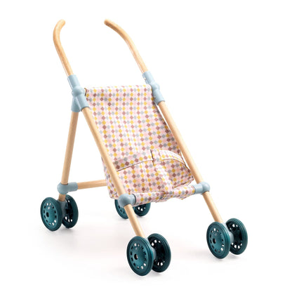 DJECO Juegos de roles Cochecito de Madera 44 cm DJ07843