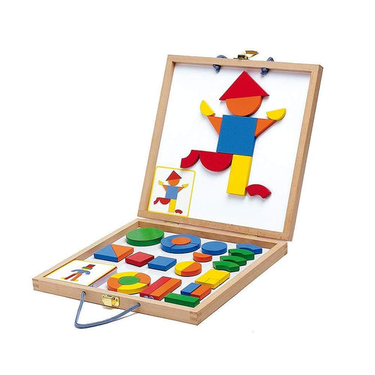 DJECO Juegos Magnéticos +3 Maleta de Madera Magnética Geoform Set DJ03130