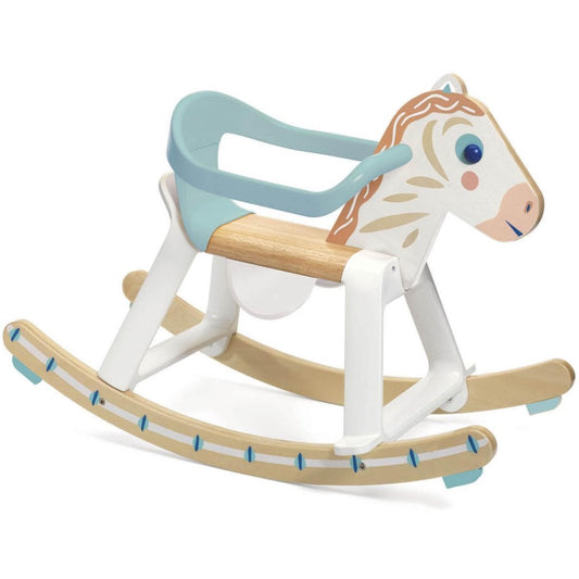 DJECO Juguetes de madera Caballo balancín con arco extraíble DJ06132