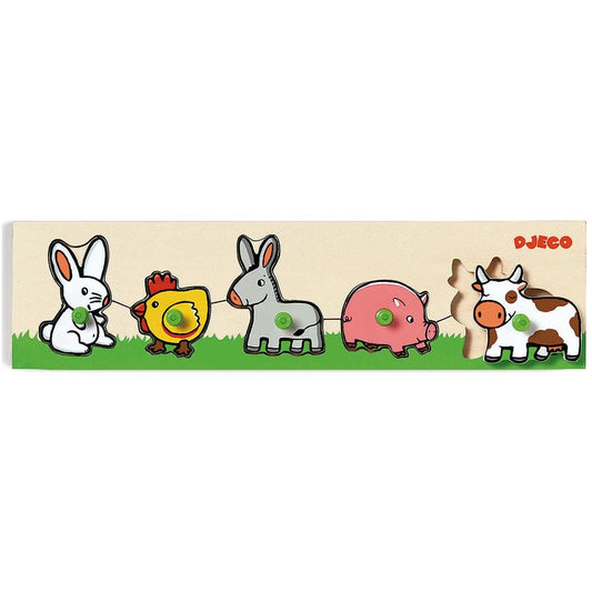 DJECO Puzzles y encajes +1 Puzzle Madera Encajes Farm'n'Co DJ01116