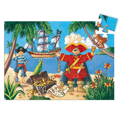 DJECO Puzzles y encajes +3 Puzzle El Pirata y su Tesoro 36 piezas DJ07220