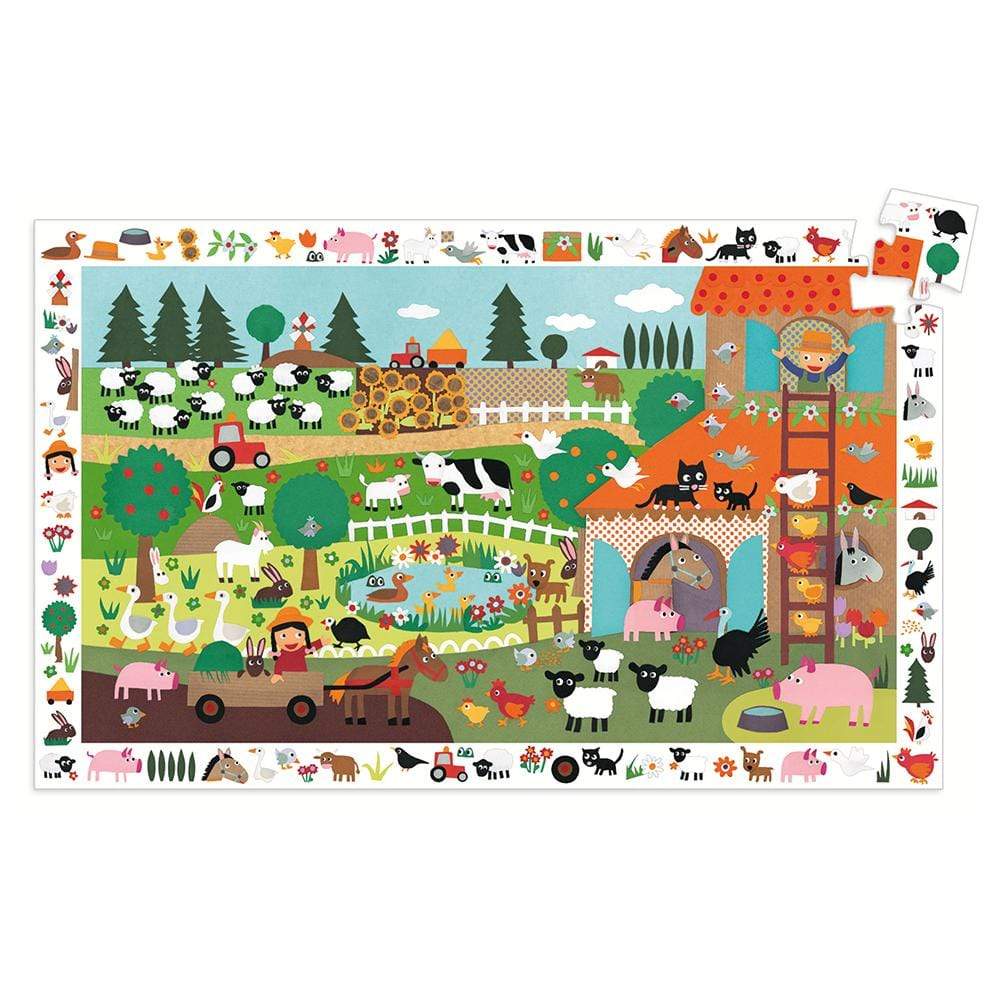 DJECO Puzzles y encajes +3 Puzzle Observación Granja 35 piezas DJ07591