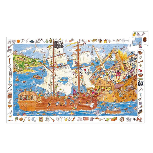 DJECO Puzzles y encajes +5 Puzzle Observación Piratas 100 Piezas DJ07506