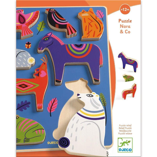 DJECO Puzzles y encajes Puzzle de animales Nora & Co DJ01065