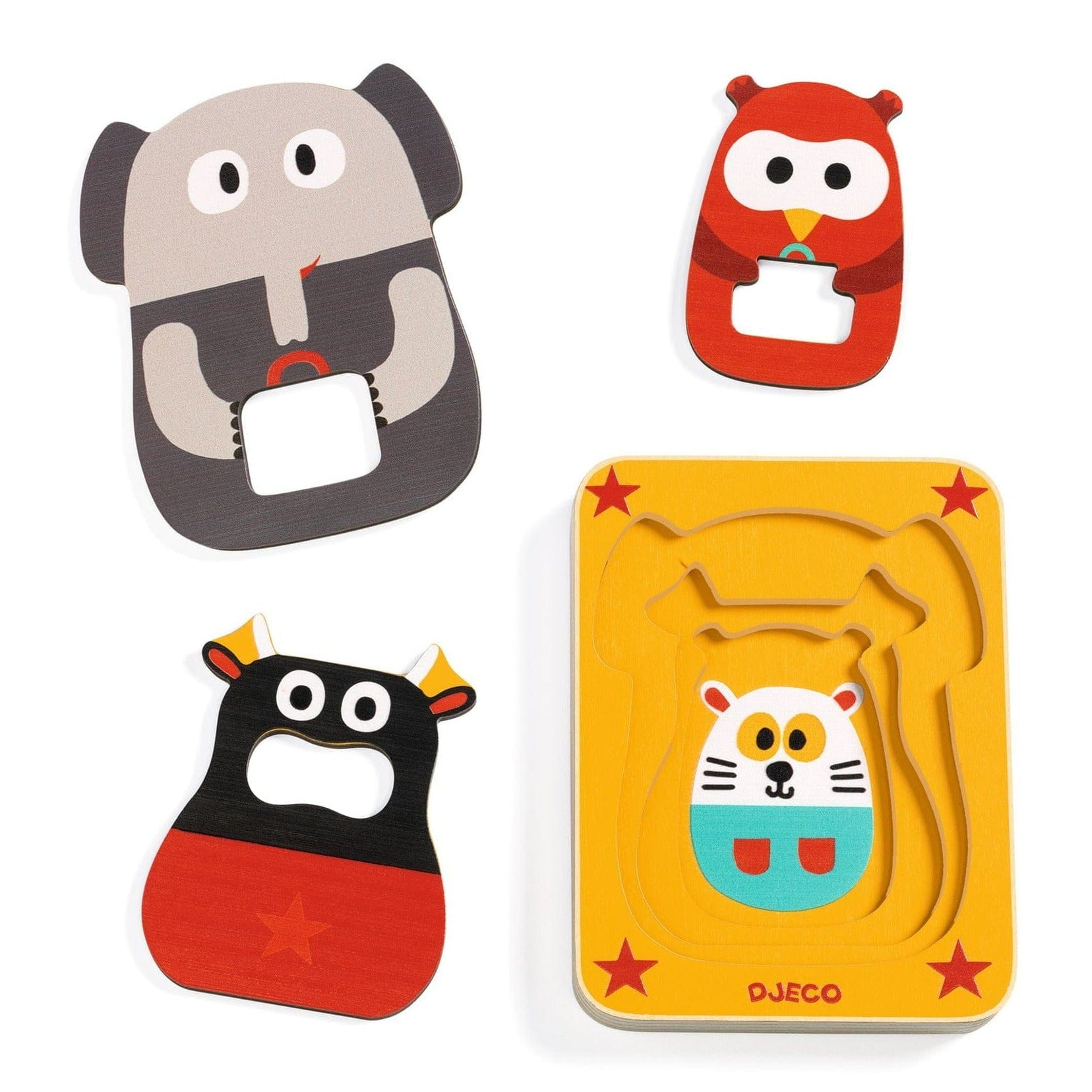 DJECO Puzzles y encajes Puzzle de madera Leo & Co DJ01475