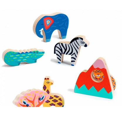 DJECO Puzzles y encajes Puzzle de madera Savana story DJ01068