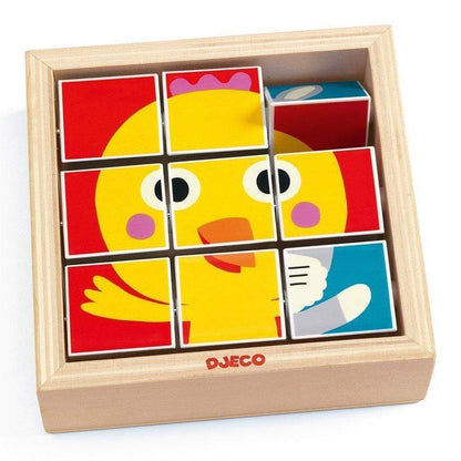 DJECO Puzzles y encajes Puzzle de Madera TournaFerme 9 piezas DJ01954