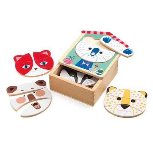 DJECO Puzzles y encajes Rompecabezas mix de caras DJ01679